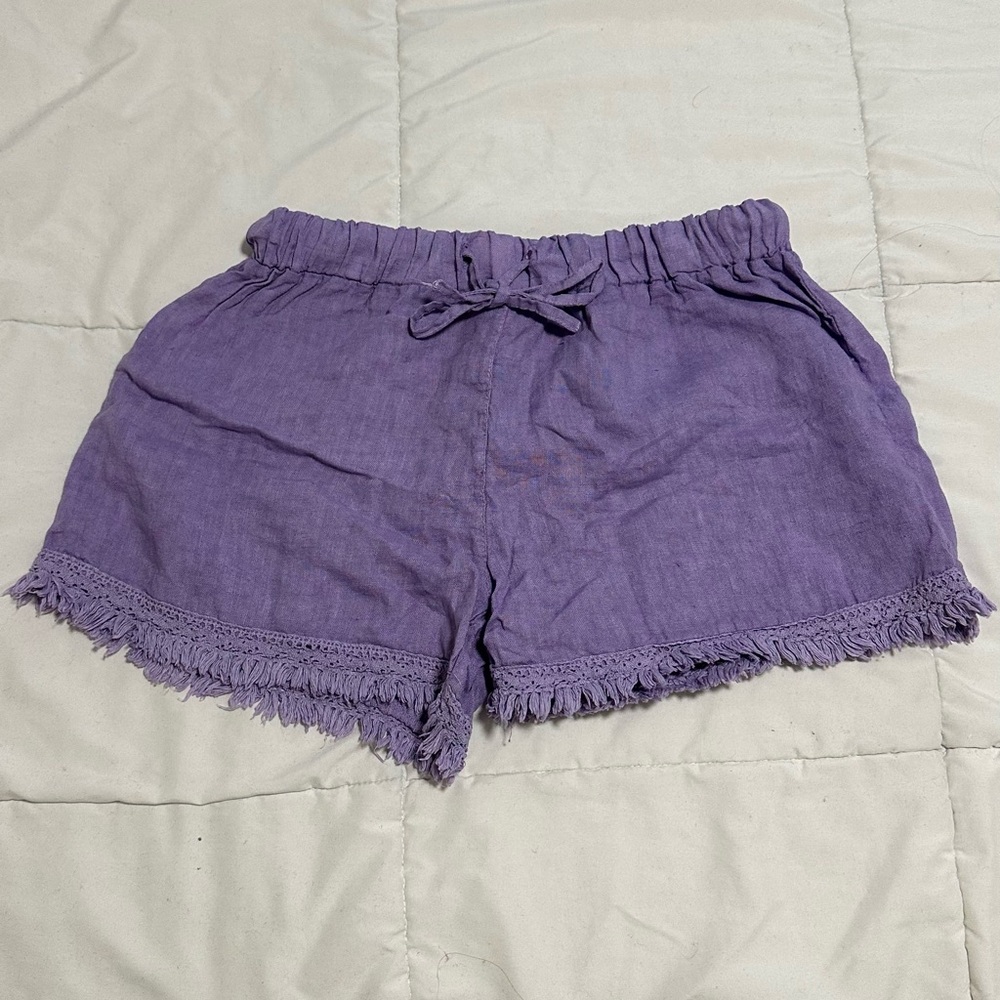Purple linen Shorts
